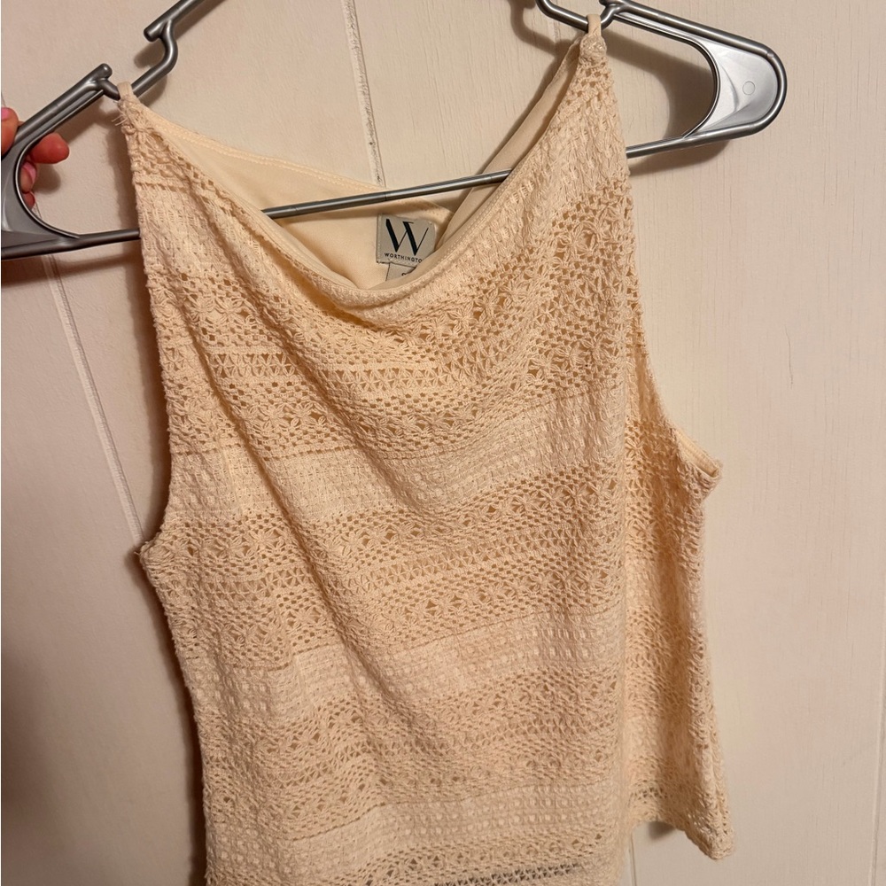Worthington Beige Lace Tank Top